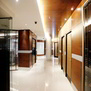 Unbelievable wood partitioning and marble flooring with ceiling lit in led lights